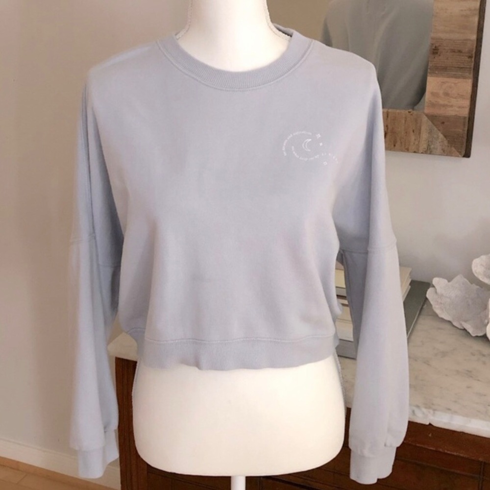 Cotton On Cropped Sweatshirt Light Blue Grey Gray